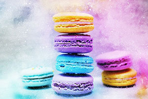 brightly colored stacked macaroons