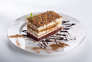 Image of a piece of tiramisu on a plate